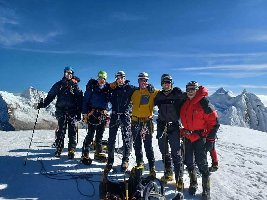 Team on Nevado Pisco summit, July 2025
