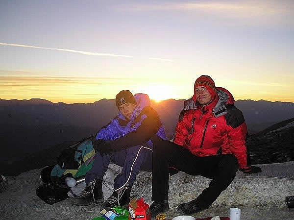 Sunset at camp 1 on Huascaran