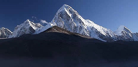 Kala Patar bathed in sunlight, below Pumori
