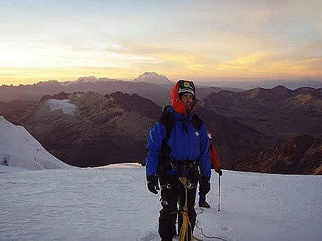 Dawn breaks on Huayna Potosi, Bolivia